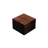 Acacia Wood Interlocking Deck Tiles Checker Pattern 12" x 12