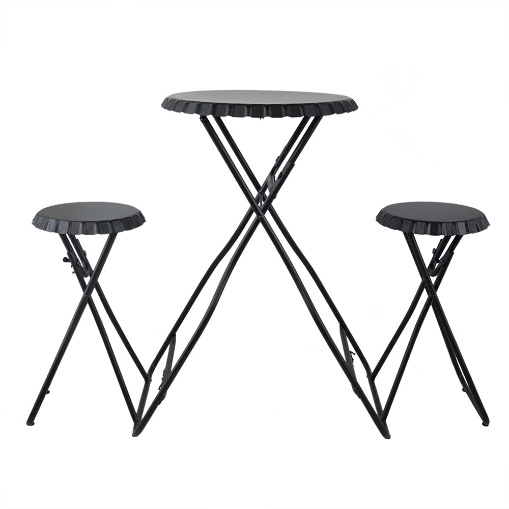 Black Stowable Side Table with Two Seats 57.5x23.6x39.8