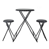 Black Stowable Side Table with Two Seats 57.5x23.6x39.8