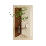 Adjustable 3-Color LED Sandstone Wall Decor with Simulated Green Plants
