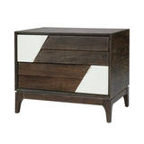 Modern Japandi 2-Drawer Nightstand, Brown & Cream, 24"L x 16.5"W x 20"H