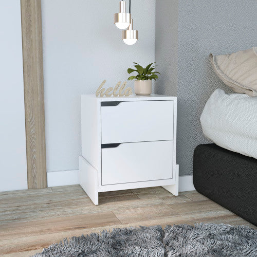 Nightstand - Two Drawers - Manufactured Wood - 17" x 14.6" Top