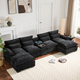 Chenille Chaise Sofa Black