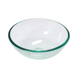 Artistic Tempered Glass Vessel Sink with Chrome Faucet and Pop-up Drain, Clear,