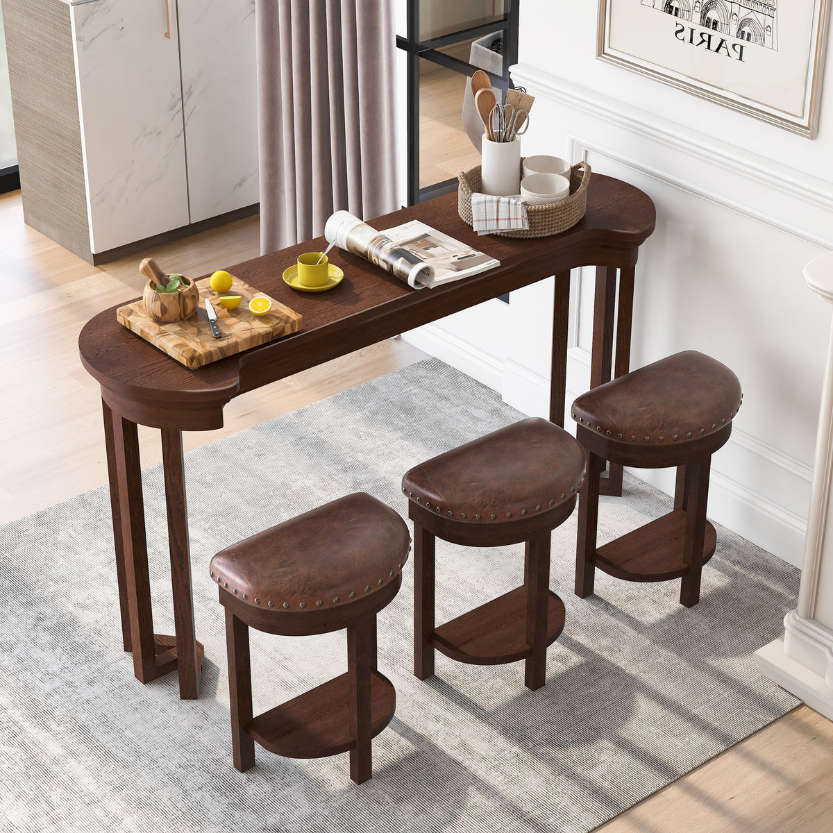 Solid Wood Bar Table Set Cherry