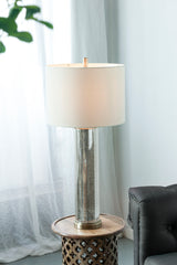 16x16x35 Gold Mirrored Glass Table Lamp White Shade