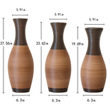 Hand-Woven PVC Rattan Vases Set of 3, GreyBrown