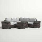 Outdoor Sectional Set HDPE Wicker Gray 8 Piece Seats 4