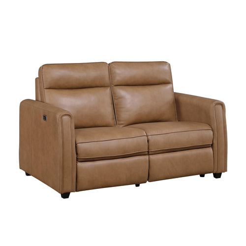 Modern Brown Power Reclining Loveseat USB Charging Zero Wall