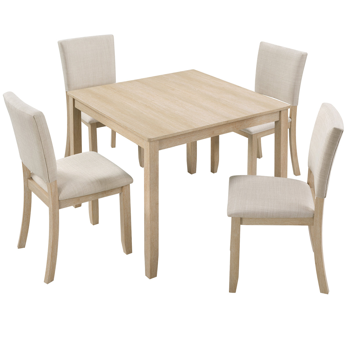 Wood Dining Set Beige/Light Oak