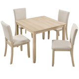 Wood Dining Set Beige/Light Oak