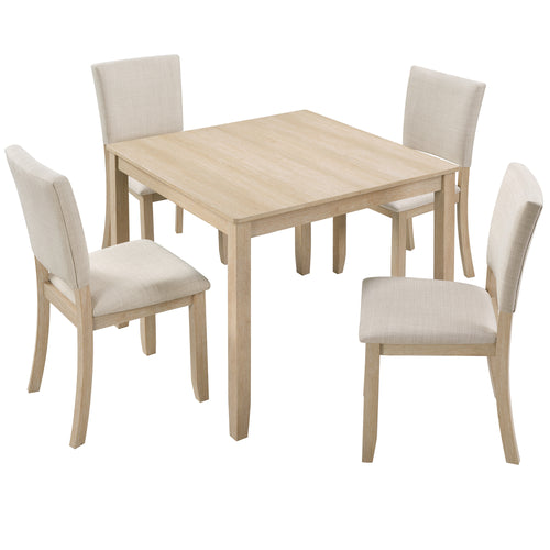 Wood Dining Set Beige/Light Oak