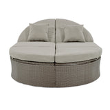 Outdoor Reclining Daybed Rattan Gray 3-Position Adjustable