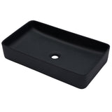 Modern Black Ceramic Rectangular Bathroom Vessel Sink with European Design, 24x1