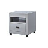 End Table - Poplar Wood & Veneer - Dove Gray - Round Legs
