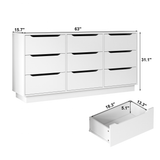 9-Drawer Engineered Wood Dresser White 63"