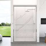 44"-48"W*72" H Semi-Frameless Double Sliding Shower Door, Bypass Shower Door