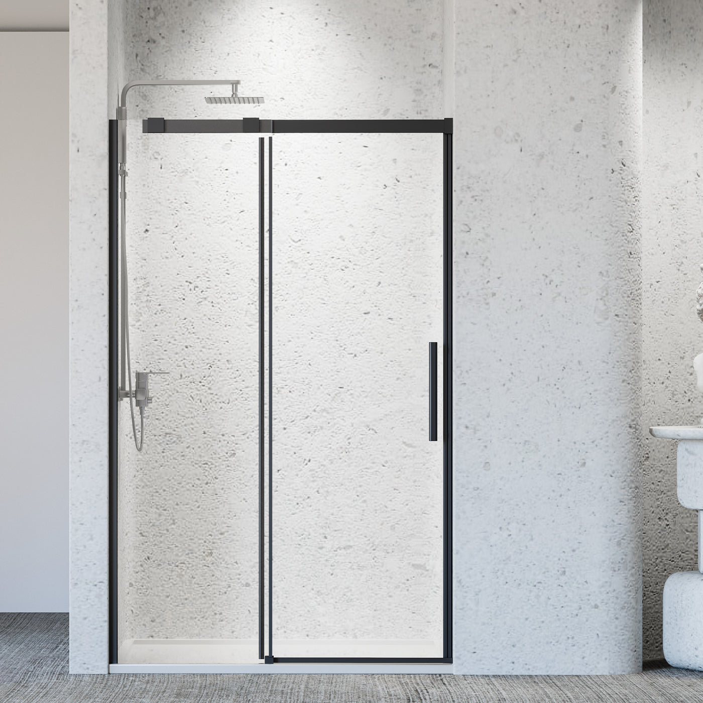 Frameless Sliding Shower Door 46-48" W x 76" H Tempered Glass