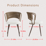 Set of 2 Metal Dining Chair Beige/Dark Walnut