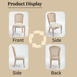 French Country Upholstered Dining Chairs Set of 2, Beige
