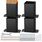 4 Pack 4x4 Post Base Brackets Heavy Duty Wood Fence Anchor