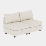 Chenille Loveseat with Storage Beige 68"