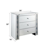 Console Cabinet - Glam - Mirrored with Faux Agate Inlay - 3 Drawers