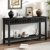 58.3" Fir Wood Console Table with 3 Drawers Entryway