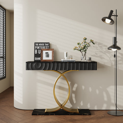 47.3" Console Table with 3 Drawers, Metal Frame, Modern