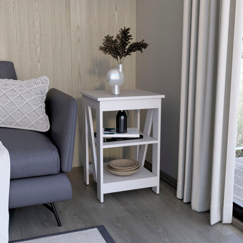 3-Tier End Table - Open Storage Shelves - 15.7"W x 23.8"H