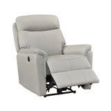 Light Gray Power Recliner Top Grain Leather Charging
