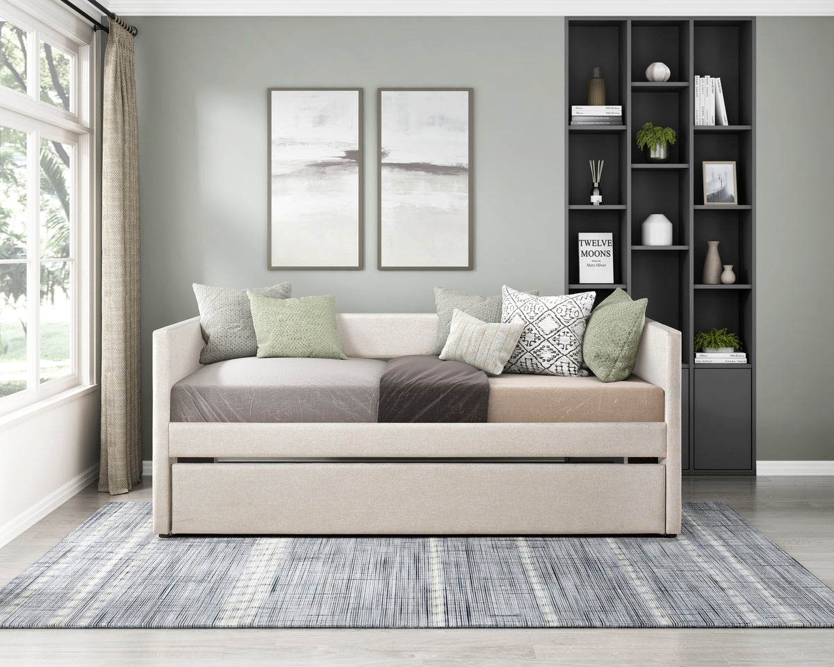 Daybed with Trundle Engineered Wood Beige