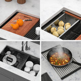 Double Bowl (60/40) Undermount Kitchen Sink- 33"x19"x10" Gunmetal Black 16 Gauge