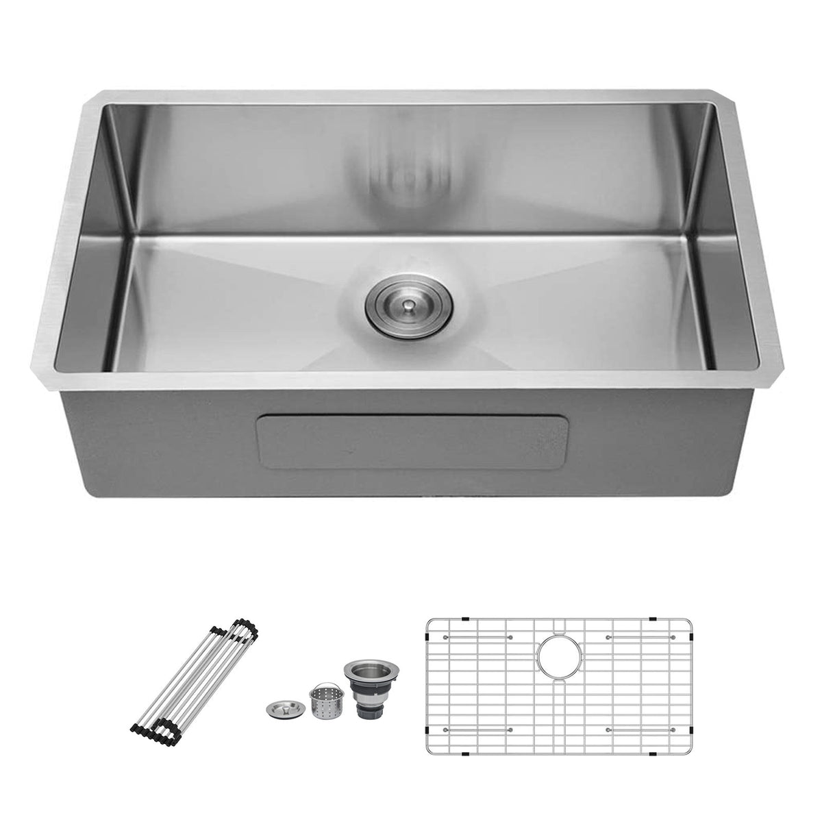 Undermount Kitchen Sink - 32x18x9 Inch Stainless Steel 16 Gauge Deep Single Bowl