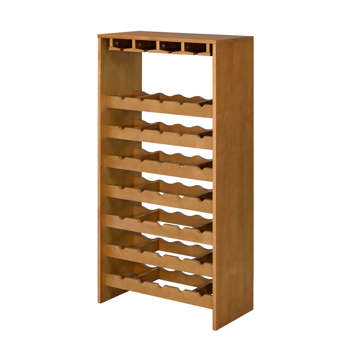 7 Tier Oak Wooden Wine Rack Cabinet