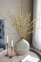 Gold Ceramic Accent Vase Vertical Ribbed Texture 12.2x2.8x12.4