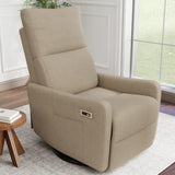 Velvet Recliner Swivel Power Brown
