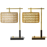 19" Table Lamp Set of 2 with Rope and White Fabric Shade