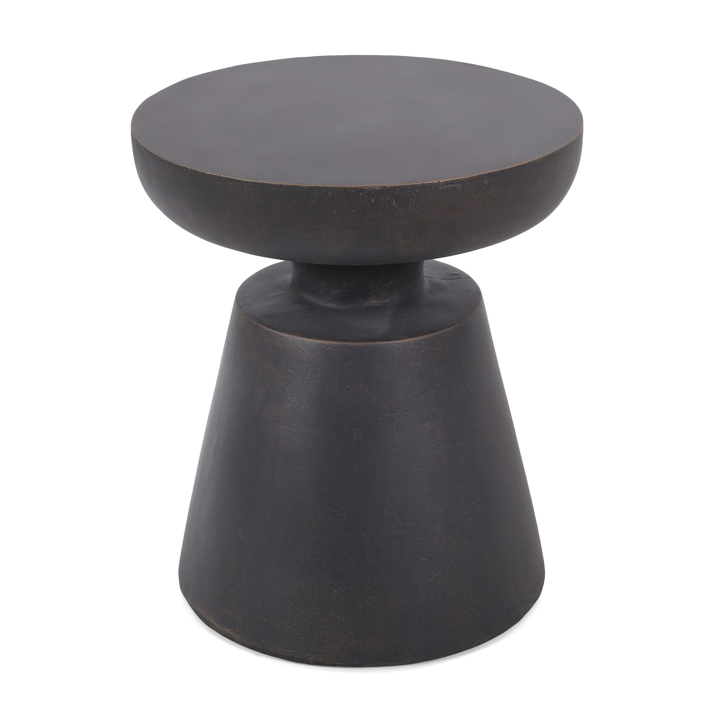 Outdoor Lightweight Concrete End Table Half-Sphere Top Copper