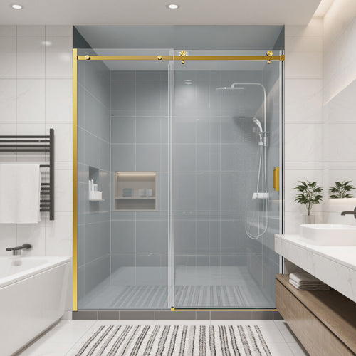 Frameless Single Sliding Shower Door 56-60"W 74"H Tempered Glass