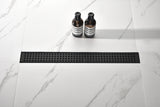 28" Linear Shower Floor Drain, 304 Stainless Steel, Quadrato Grate