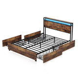 Full Engineered Wood Platform Bed Black/Brown