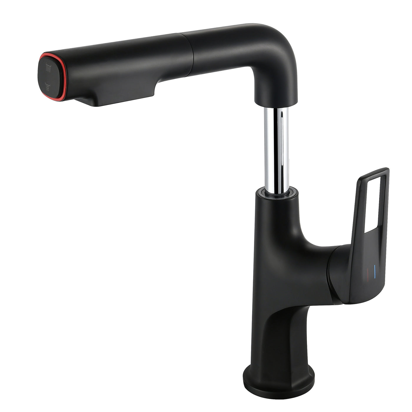 Matte Black Pull-Down Vessel Faucet Dual Spray Single Hole