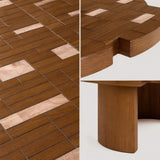 Round Engineered Wood Coffee Table Brown/Yellow