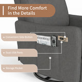 Velvet Recliner Swivel Power Dark Gray