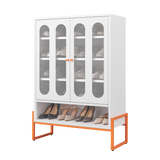 White Metal Double Door Shoe Cabinet 31.49"x13.77"x46.45