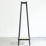 (Black) Solid Oak Wood Clothes Rack, Black Rattan Hanger Rack-clothes Rack