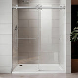 Frameless Double Sliding Shower Door 55-59"W 72"H Brushed Nickel