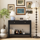 Engineered Wood Console Table with Storage Black