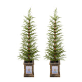 4ft Pre-Lit Artificial Christmas 2-Piece Set with Realistic PE Material, Green,